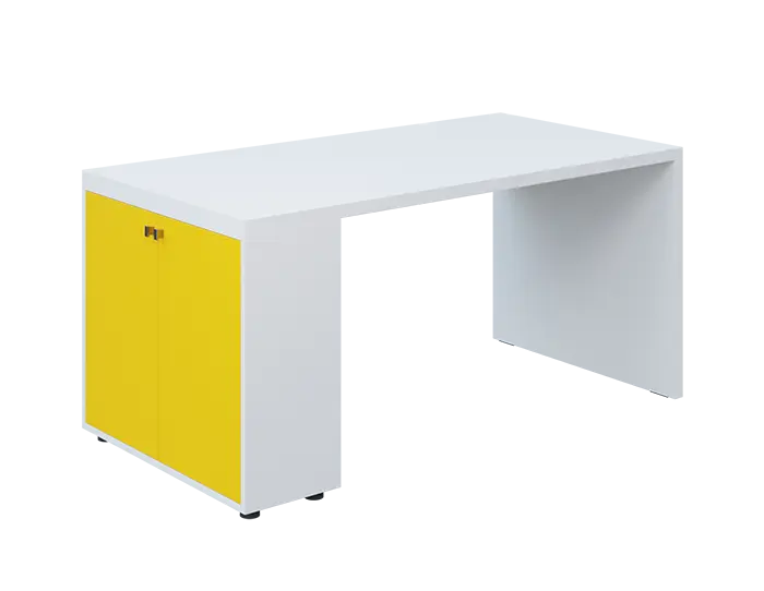 QPL 8 - 16D2 stůl pracovní, levý lamino - bílá/žlutá odio