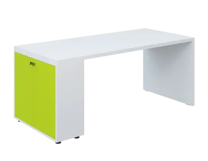 QPL 8 - 18D2 stůl pracovní, levý lamino - bílá/jarní zeleň