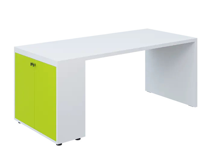 QPL 8 - 18D2 stůl pracovní, levý lamino - bílá/jarní zeleň