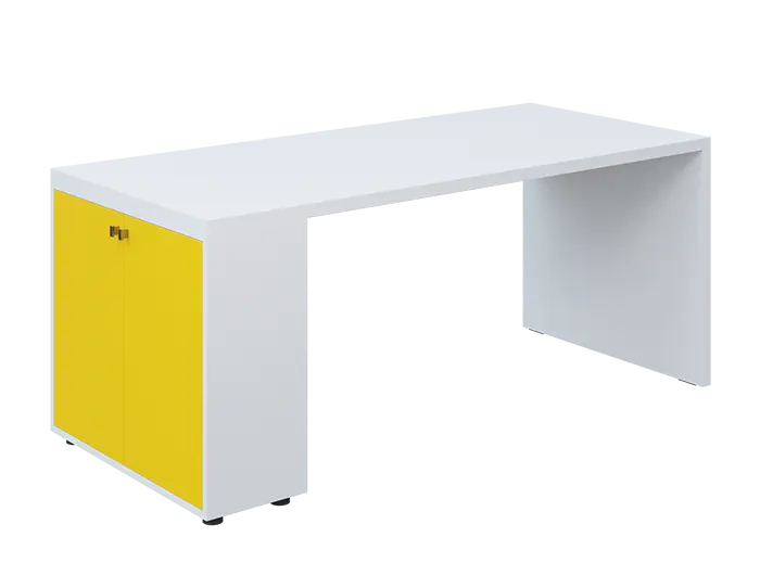QPL 8 - 18D2 stůl pracovní, levý lamino - bílá/žlutá odio