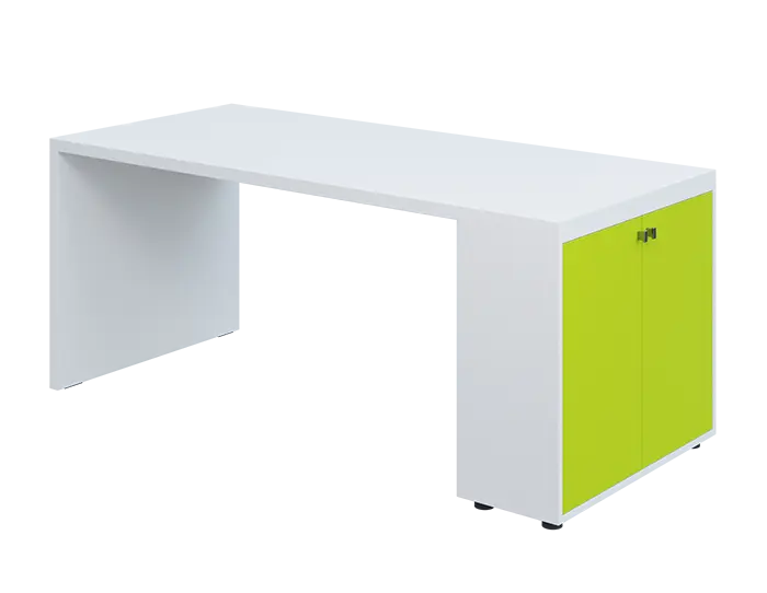QPL 8 - 18D2 stůl pracovní, pravý lamino - bílá/jarní zeleň