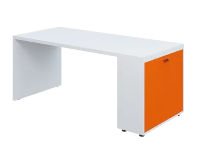 QPL 8 - 18D2 stůl pracovní, pravý lamino - bílá/pomeranč