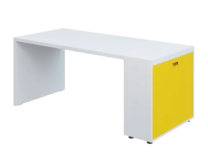 QPL 8 - 18D2 stůl pracovní, pravý lamino - bílá/žlutá odio