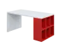 QPL 8 - 16T6 stůl pracovní, pravý lamino - bílá/červená flamengo