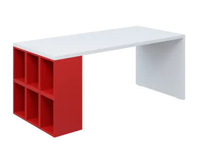 QPL 8 - 18T6 stůl pracovní, levý lamino - bílá/červená flamengo