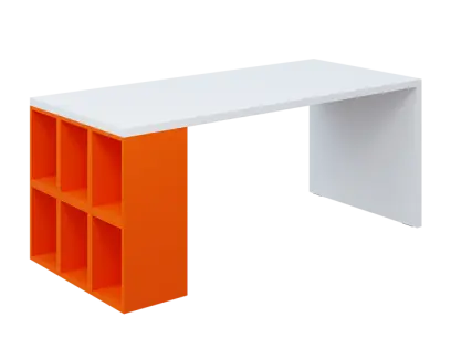 QPL 8 - 18T6 stůl pracovní, levý lamino - bílá/pomeranč