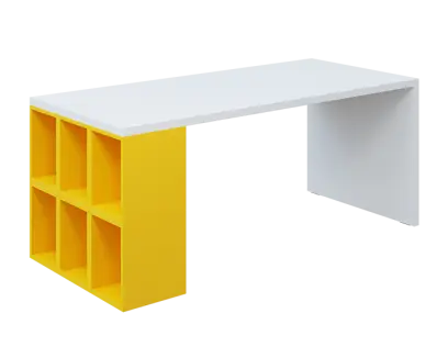 QPL 8 - 18T6 stůl pracovní, levý lamino - bílá/žlutá odio