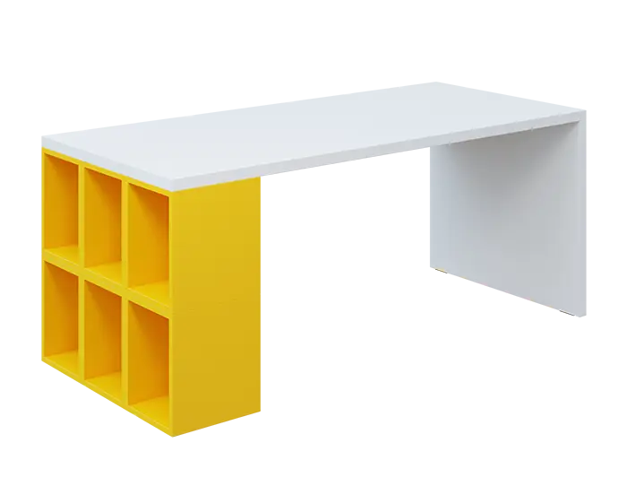 QPL 8 - 18T6 stůl pracovní, levý lamino - bílá/žlutá odio