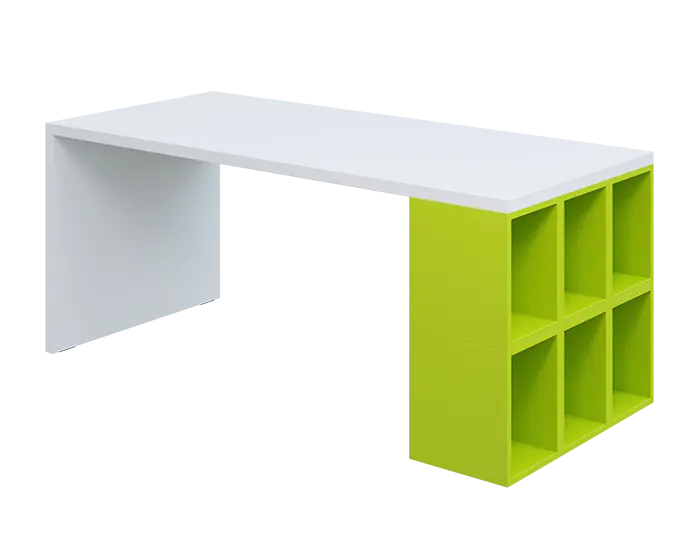 QPL 8 - 18T6 stůl pracovní, pravý lamino - bílá/jarní zeleň