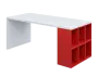 QPL 8 - 18T6 stůl pracovní, pravý lamino - bílá/červená flamengo