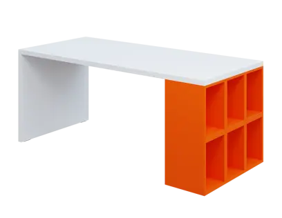 QPL 8 - 18T6 stůl pracovní, pravý lamino - bílá/pomeranč