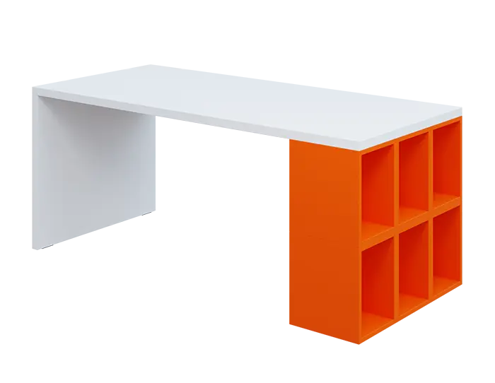 QPL 8 - 18T6 stůl pracovní, pravý lamino - bílá/pomeranč