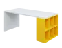 QPL 8 - 18T6 stůl pracovní, pravý lamino - bílá/žlutá odio