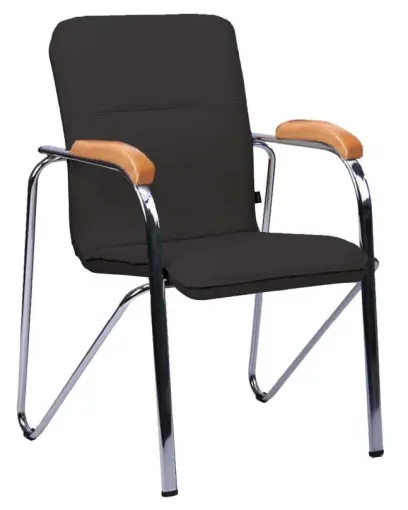 LAURA židle, koženka černá, područky buk