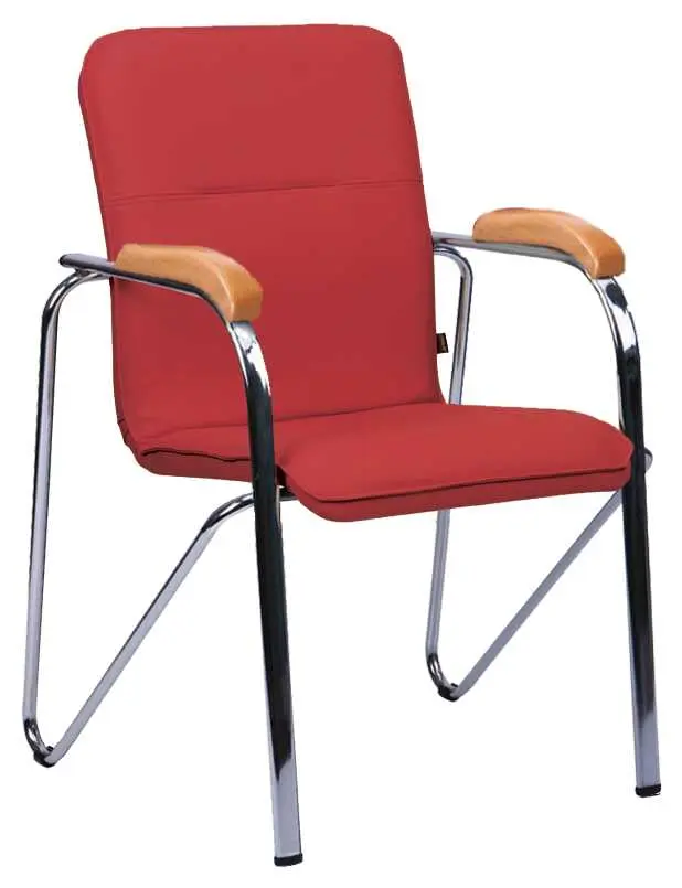 LAURA židle, koženka červená, područky buk