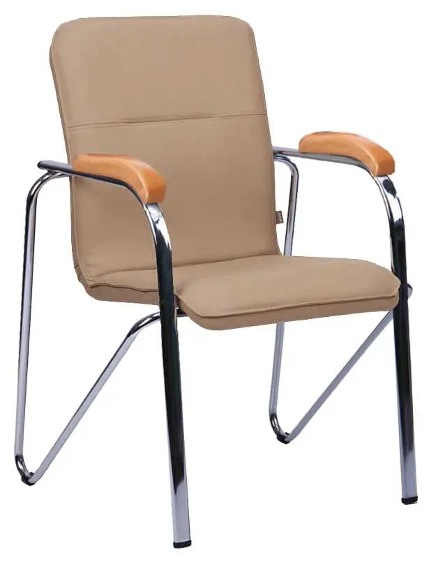 LAURA židle, koženka latte, područky buk