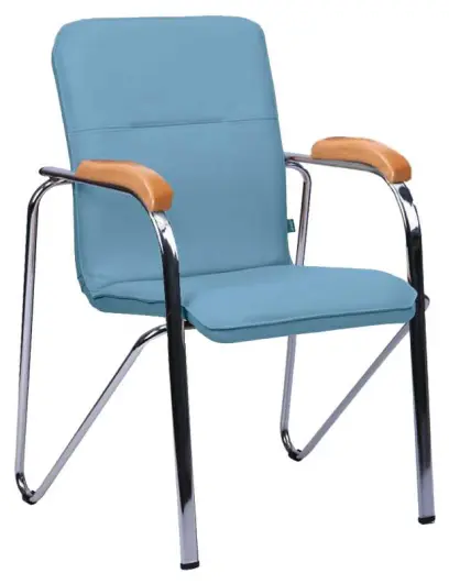 LAURA židle, koženka modrá, područky buk