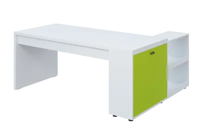 QRL 8 - 183 stůl pracovní, levý lamino - bílá/jarní zeleň