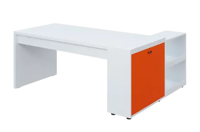 QRL 8 - 183 stůl pracovní, levý lamino - bílá/pomeranč
