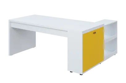 QRL 8 - 183 stůl pracovní, levý lamino - bílá/žlutá odio