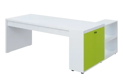 QRL 8 - 203 stůl pracovní, levý lamino - bílá/jarní zeleň