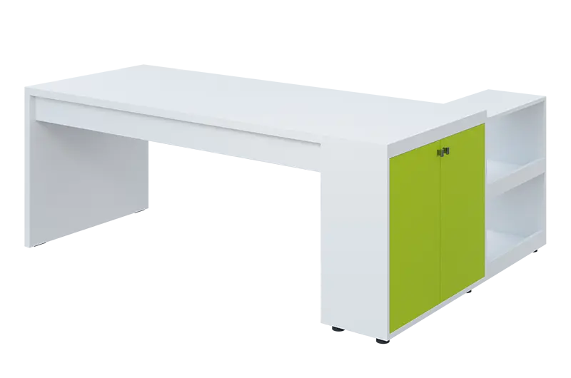 QRL 8 - 203 stůl pracovní, levý lamino - bílá/jarní zeleň