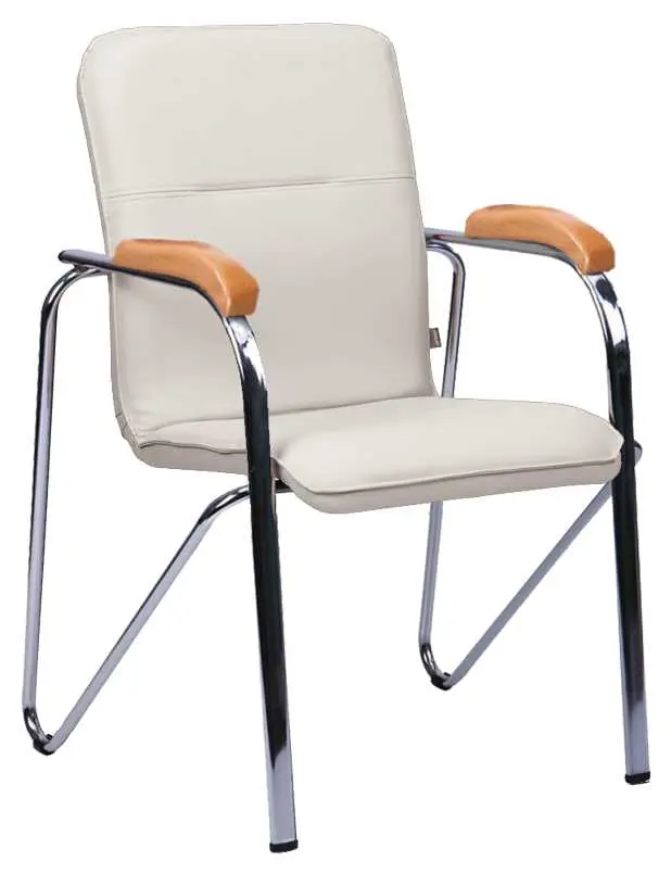 LAURA židle, koženka smetanová, područky buk