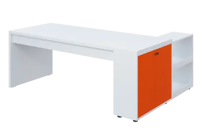 QRL 8 - 203 stůl pracovní, levý lamino - bílá/pomeranč
