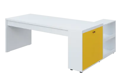 QRL 8 - 203 stůl pracovní, levý lamino - bílá/žlutá odio