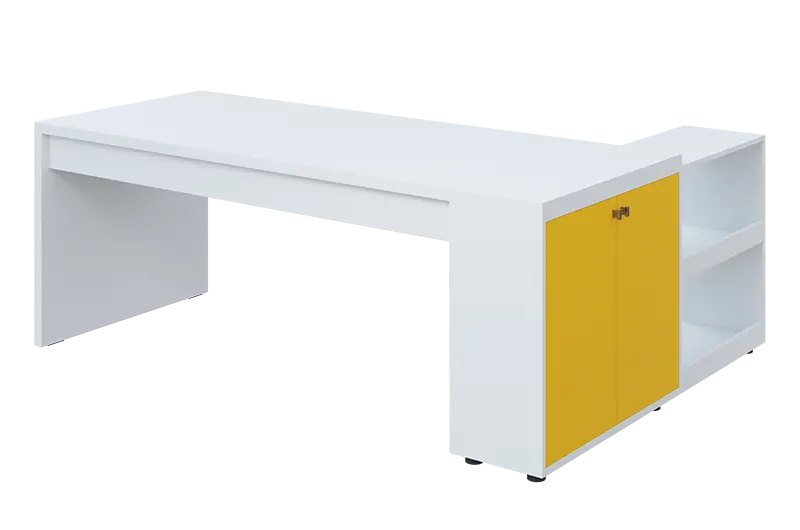 QRL 8 - 203 stůl pracovní, levý lamino - bílá/žlutá odio