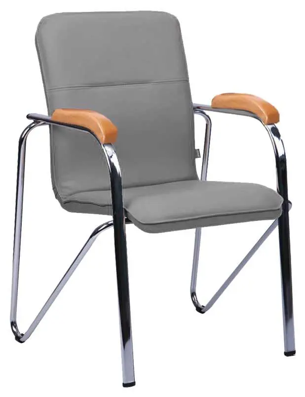 LAURA židle, koženka šedá, područky buk