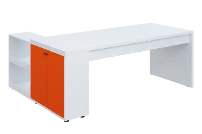 QRL 8 - 203 stůl pracovní, pravý lamino - bílá/pomeranč