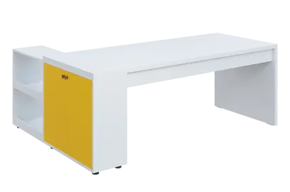 QRL 8 - 203 stůl pracovní, pravý lamino - bílá/žlutá odio