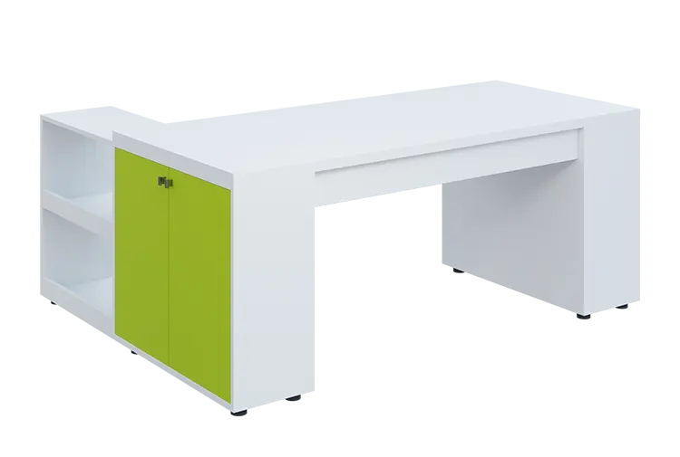 QRLT 8 - 183 stůl pracovní, pravý lamino - bílá/jarní zeleň