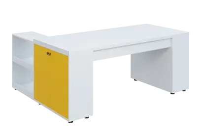 QRLT 8 - 183 stůl pracovní, pravý lamino - bílá/žlutá odio