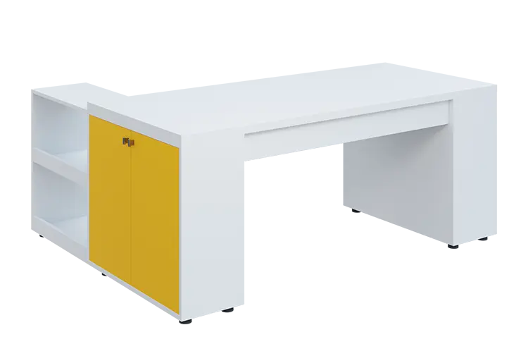 QRLT 8 - 183 stůl pracovní, pravý lamino - bílá/žlutá odio