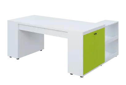 QRLT 8 - 183 stůl pracovní, levý lamino - bílá/jarní zeleň