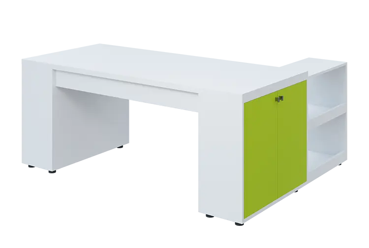 QRLT 8 - 183 stůl pracovní, levý lamino - bílá/jarní zeleň