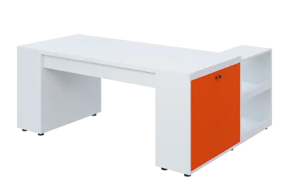 QRLT 8 - 183 stůl pracovní, levý lamino - bílá/pomeranč