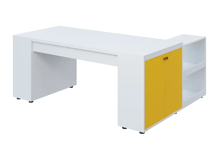 QRLT 8 - 183 stůl pracovní, levý lamino - bílá/žlutá odio