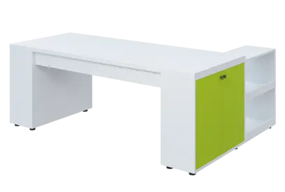 QRLT 8 - 203 stůl pracovní, levý lamino - bílá/jarní zeleň