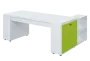 QRLT 8 - 203 stůl pracovní, levý lamino - bílá/jarní zeleň