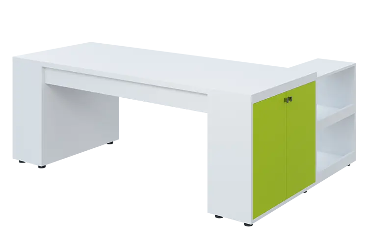 QRLT 8 - 203 stůl pracovní, levý lamino - bílá/jarní zeleň