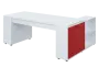 QRLT 8 - 203 stůl pracovní, levý lamino - bílá/červená flamengo