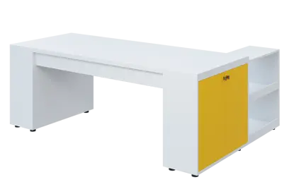 QRLT 8 - 203 stůl pracovní, levý lamino - bílá/žlutá odio