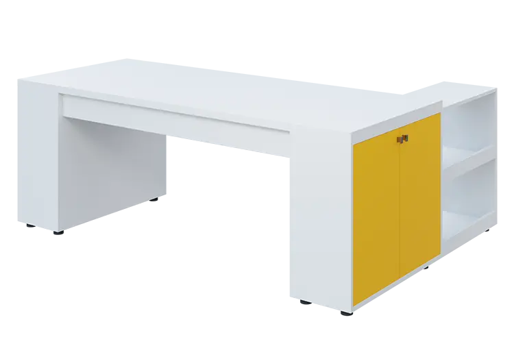 QRLT 8 - 203 stůl pracovní, levý lamino - bílá/žlutá odio