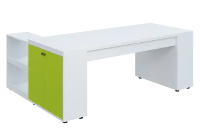QRLT 8 - 203 stůl pracovní, pravý lamino - bílá/jarní zeleň