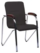 LAURA židle, koženka černá, područky ořech