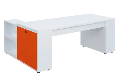 QRLT 8 - 203 stůl pracovní, pravý lamino - bílá/pomeranč