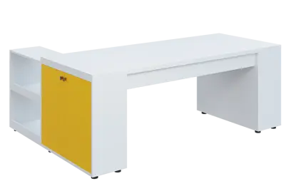QRLT 8 - 203 stůl pracovní, pravý lamino - bílá/žlutá odio